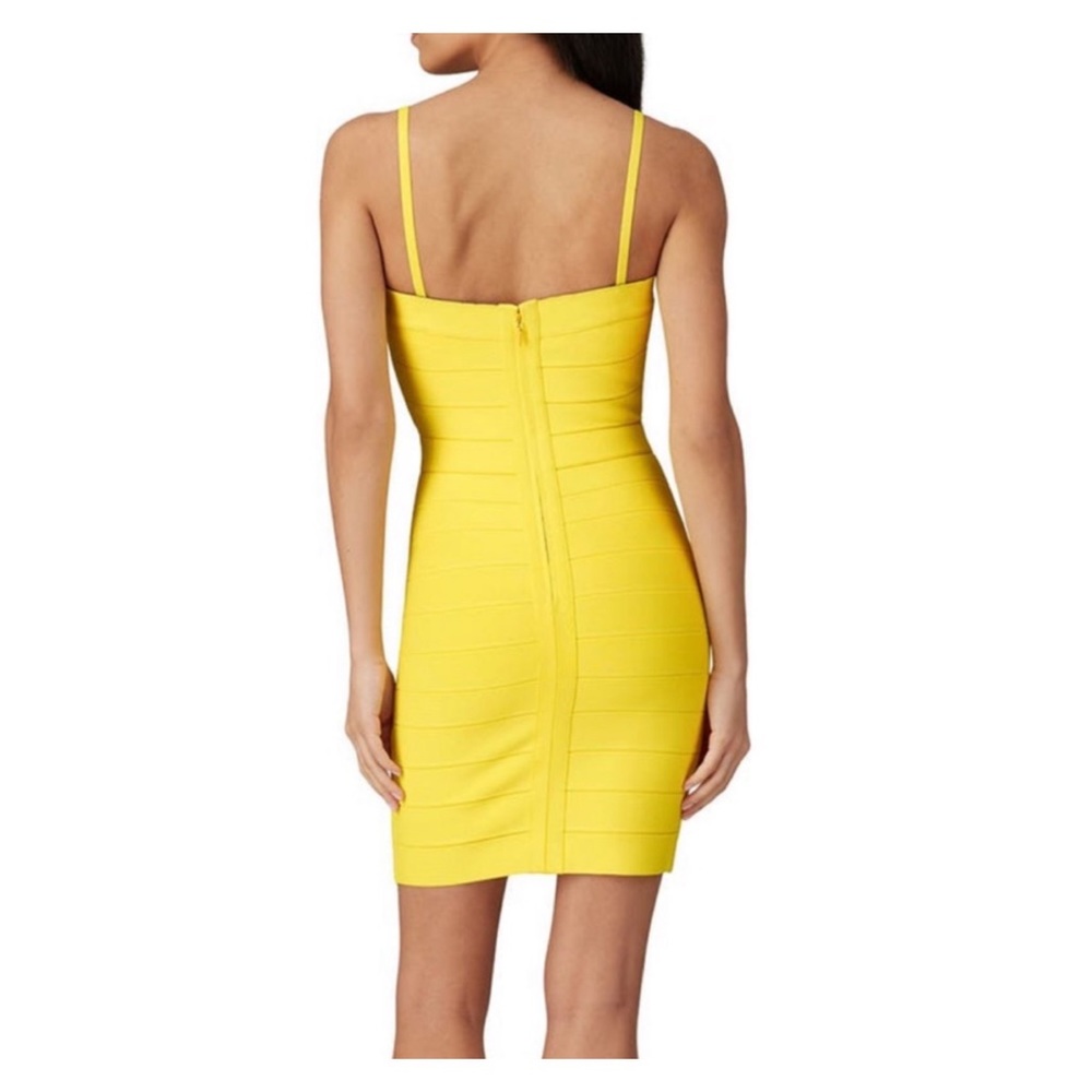 HERVE LEGER Stretchy Bandage Mini Dress in Yellow - Picture 3 of 11